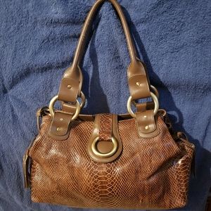 Brown leather snakeskin Charlie Lapson shoulder bag